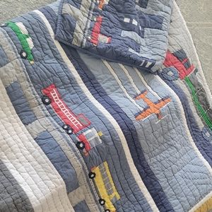 Pottery barn planes train cars quilt 1 sham included